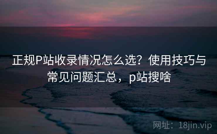 正规P站收录情况怎么选？使用技巧与常见问题汇总，p站搜啥  第1张